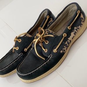 Black, gold, & cheetah print Sperrys